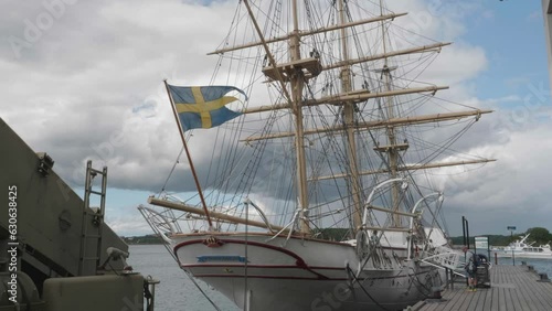 Old Full Rigger Ship at Karlskrona, Tourist attraction in Blekinge, Sweden photo