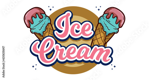 Editable text effect - Ice Cream 3d Cartoon Cute template style premium vector