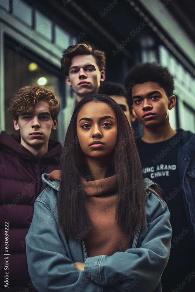 Happy group of young student of different nationality. multiracial millennial teenage Happy group of young student of different nationality. multiracial millennial teenage