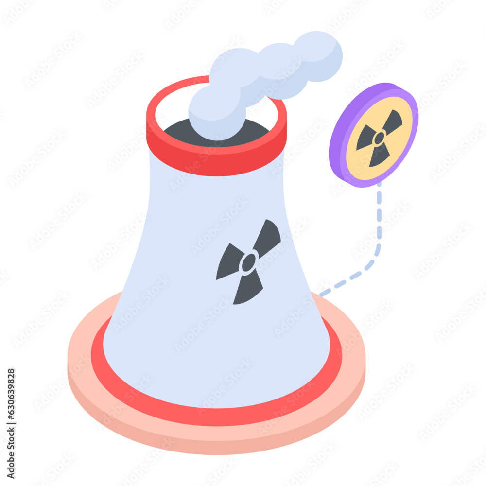 Isometric icon of nuclear power 