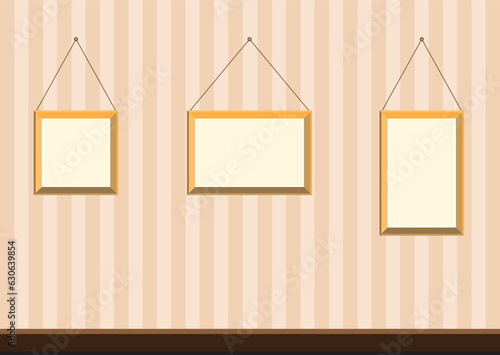 Maths. Geometry. Single point hanging square and rectangular picture frame design. Picture table. Vector, illustration,
