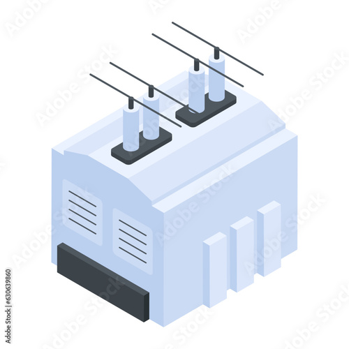 An isometric icon of power transformer 