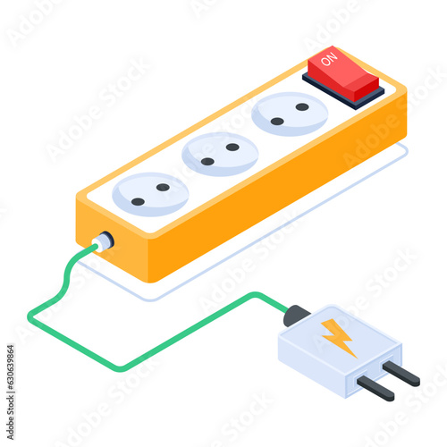 An isometric icon of extension cord 