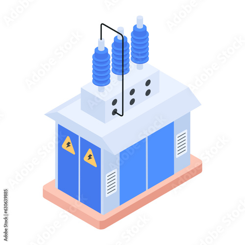 An isometric icon of power transformer 