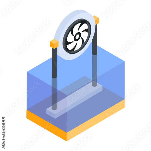 An isometric icon of water turbine