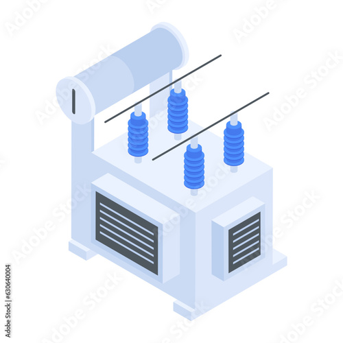 An isometric icon of power transformer 