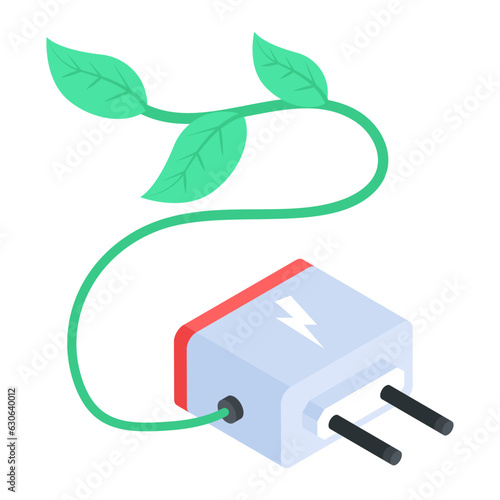 Trendy isometric icon of energy saver 