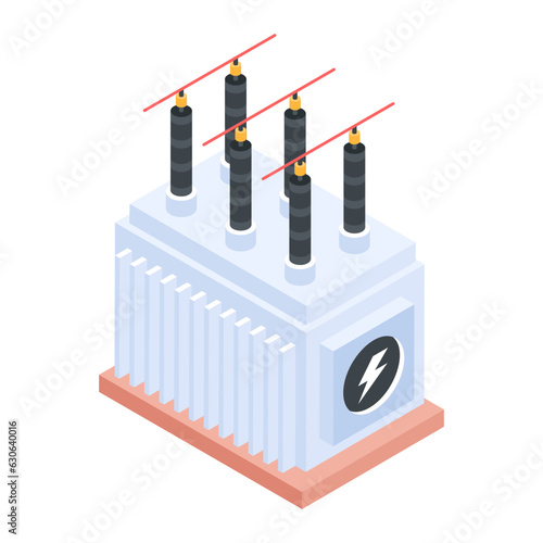 An isometric icon of power transformer 