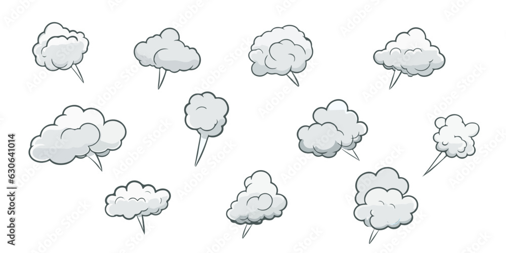 Set of clouds. Fog after explosion set. Vector illustration collection of smoke. Vector illustration Set of clouds. Fog after explosion set. Vector illustration collection of smoke. Vector illustration