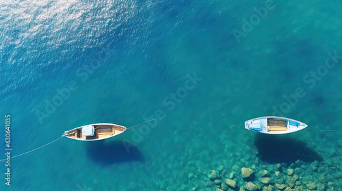 Boats on ocean sea beach top view aerial view © stocker