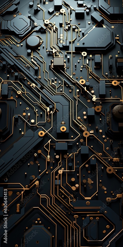 Fototapeta premium Wallpaper retro tech background for mobile. Generative AI