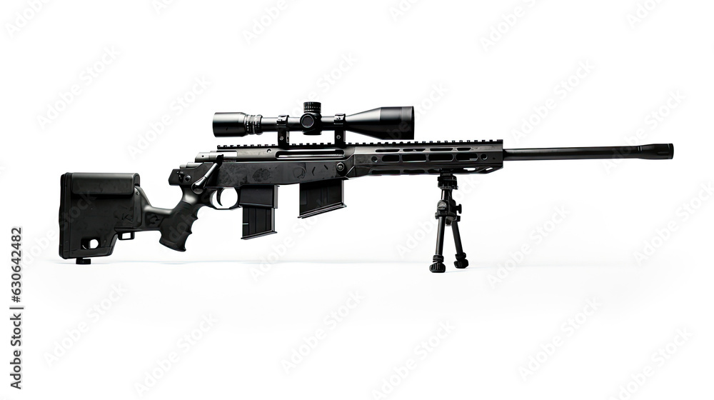 3d rendered rifle gun black on white background