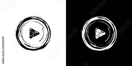 Grunge play menu vector icon.	