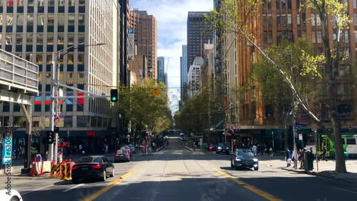 City streets. Busy city traffic. Collins street Melbourne CBD. Melbourne, Australia.