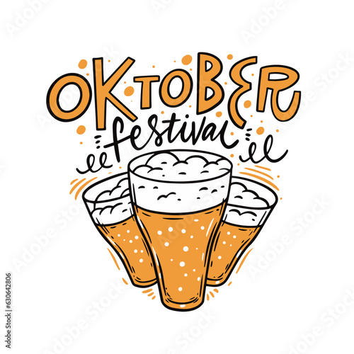 Oktoberfest festival poster beer glass sign vector art sketch