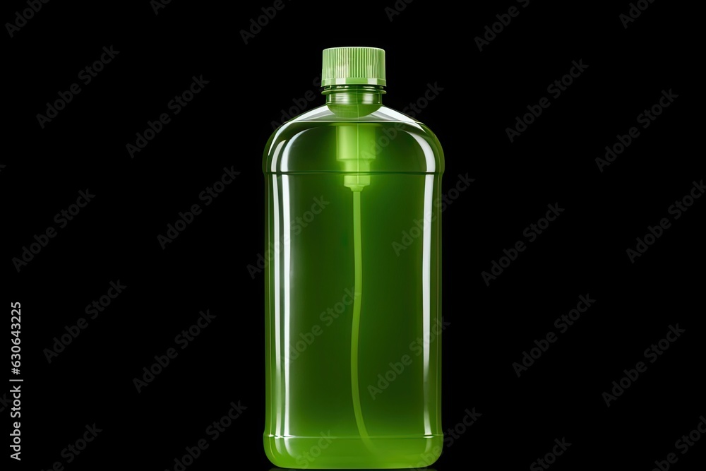 Plastic bottle for detergent cleaning agent iIsolated on black background Plastic bottle for detergent cleaning agent iIsolated on black background