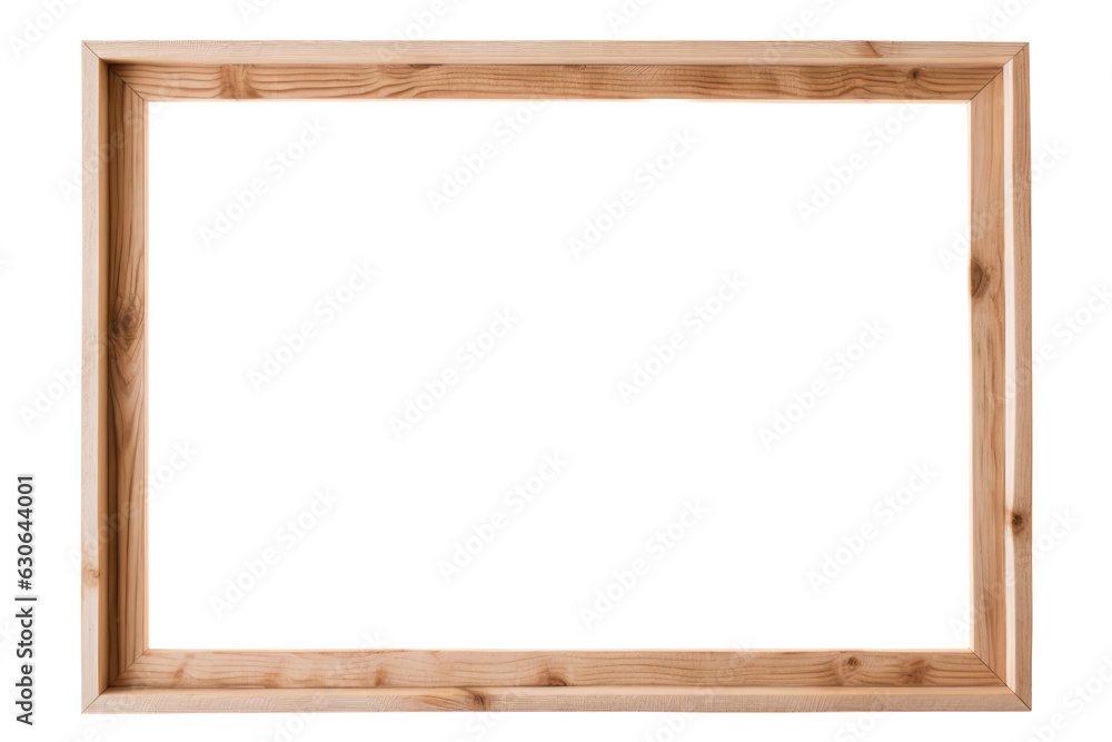 Wooden frame isolated on transparent background , generative ai