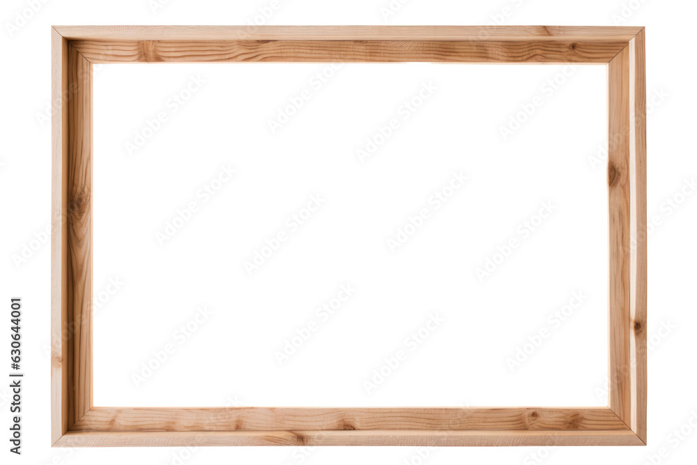 Wooden frame isolated on transparent background , generative ai Wooden frame isolated on transparent background , generative ai