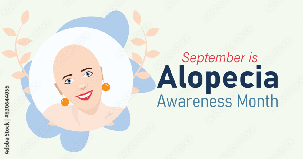 September is Alopecia Awareness Month banner. Alopecia Areata an autoimmune hairloss condition. Vector poster for social media and web. September is Alopecia Awareness Month banner. Alopecia Areata an autoimmune hairloss condition. Vector poster for social media and web.
