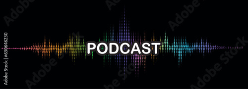 podcast sign on black background