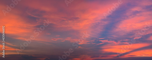 Amazing beautiful pink sky after sunset, panoramic view. © Jirasak