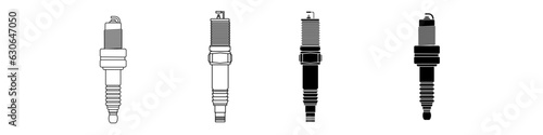 Spark plug icon vector set. engine ignition illustration sign collection. detail symbol or logo.
