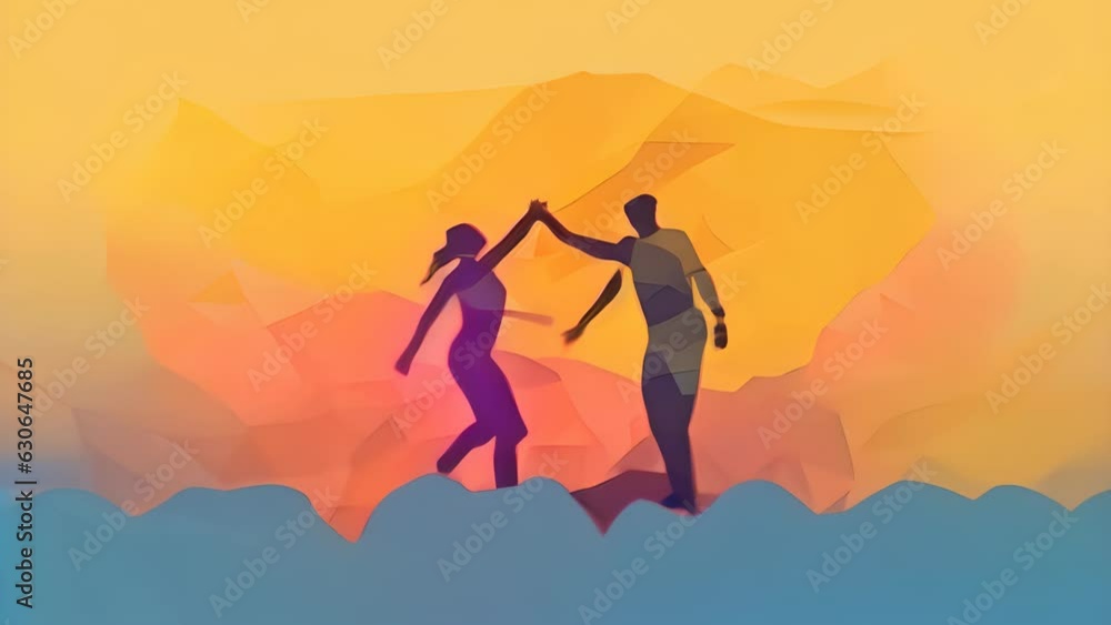 Two adults with arms outstretched to each other symbolizing emotional attachment. Psychology art concept. AI generation. Two adults with arms outstretched to each other symbolizing emotional attachment. Psychology art concept. AI generation.