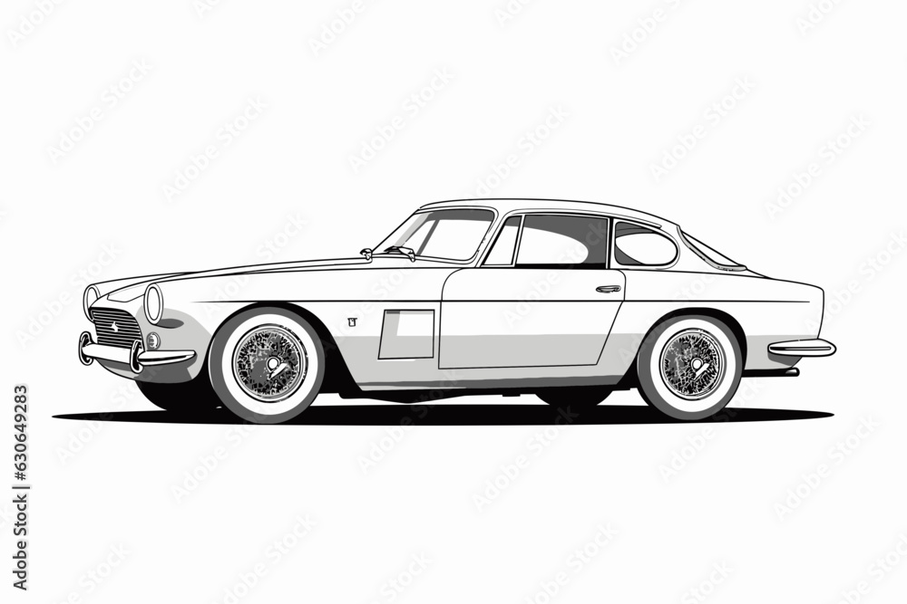 Classic car side view concept in vintage monochrome style isolated vector illustration
