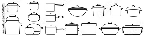 Pot icon vector set. kitchen illustration sign collection. kitchenware symbol. Food logo.