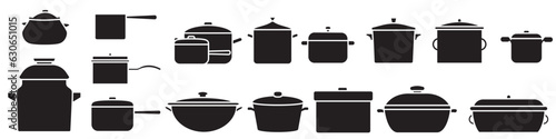 Pot icon vector set. kitchen illustration sign collection. kitchenware symbol. Food logo.