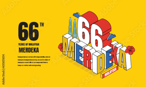 Malaysia 66th Independence Day Isometric Design