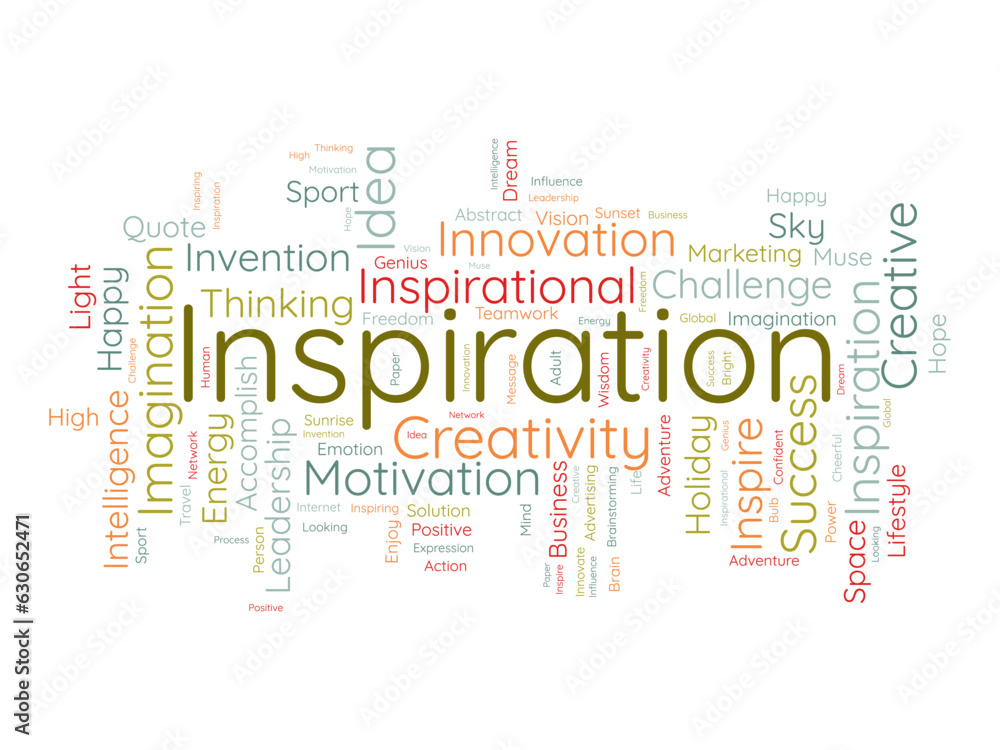 Obraz premium Word cloud background concept for Inspiration. Creative innovation, intelligence imagination idea of business vision. vector illustration.
