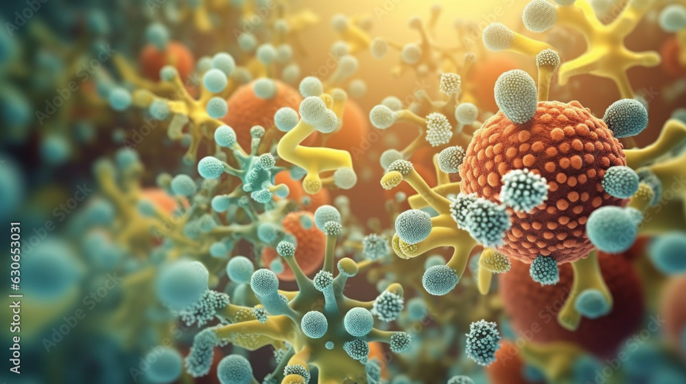 Abstract bacteria, probiotics, gram positive bacteria bacteria and viruses of various shapes. Concept of science, medicine. Abstract bacteria, probiotics, gram positive bacteria bacteria and viruses of various shapes. Concept of science, medicine.