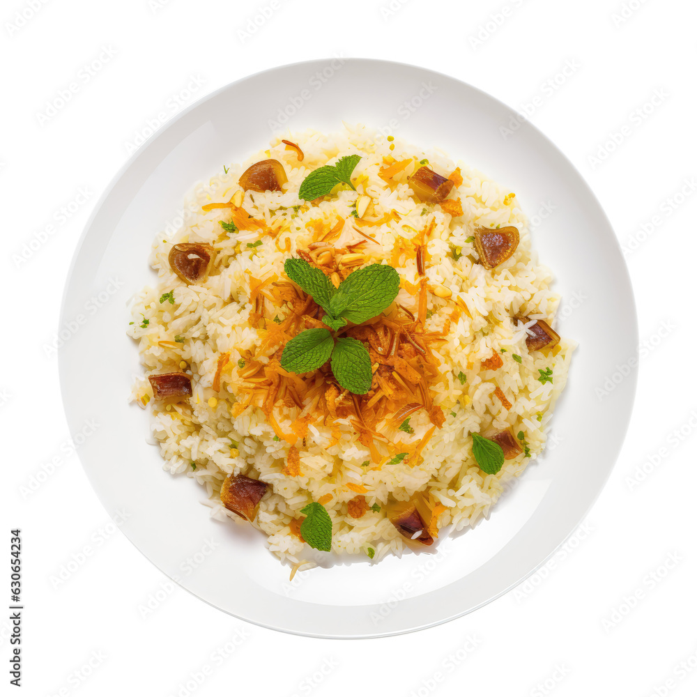 Sayadeya Rice Egyptian Cuisine On White Plate On Isolated Transparent Background, Png Sayadeya Rice Egyptian Cuisine On White Plate On Isolated Transparent Background, Png