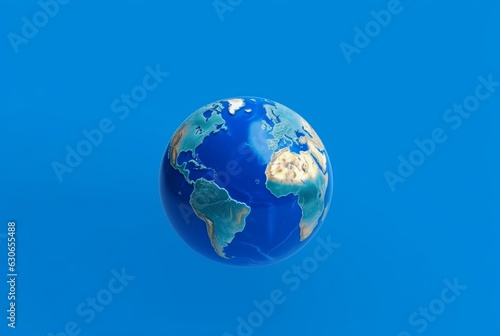 World globe  earth map  isolated on blue. generative ai