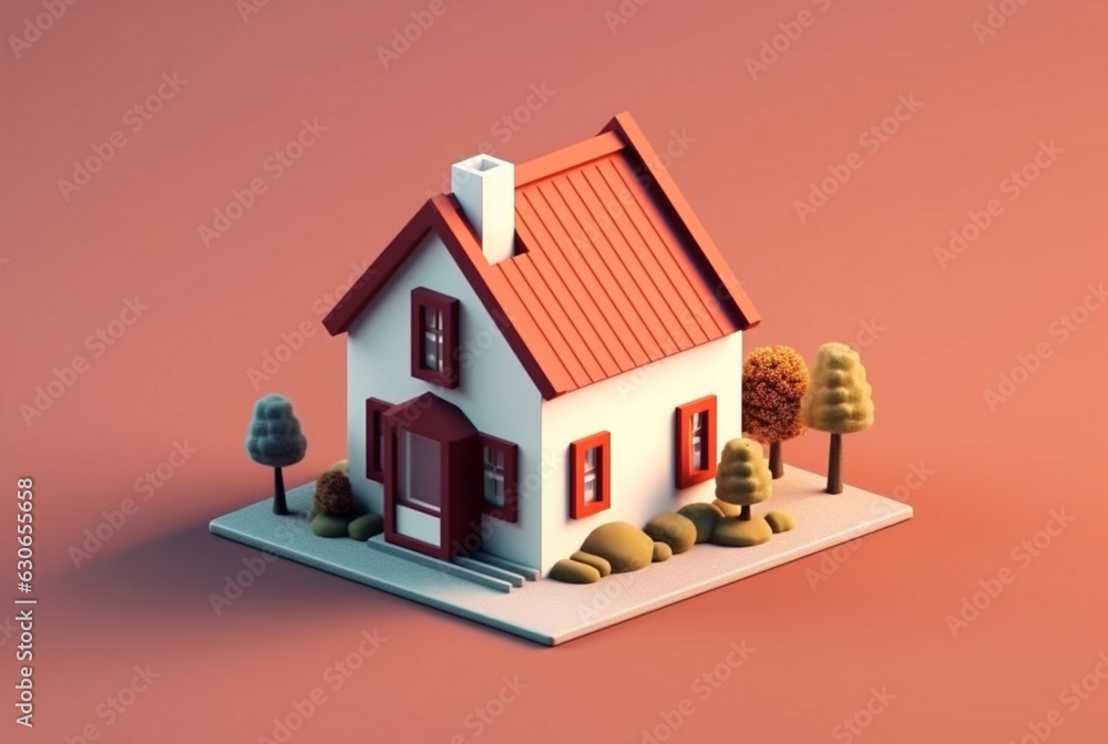 Isometric eco-friendly house, generative AI Isometric eco-friendly house, generative AI