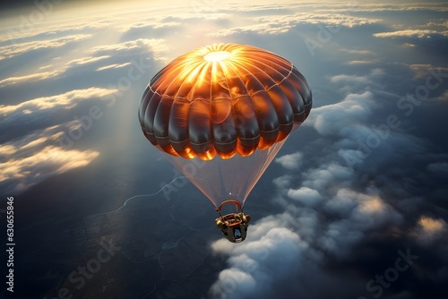 Return Journey: A space capsule descends back to Earth with the aid of a parachute, marking the end of a successful mission