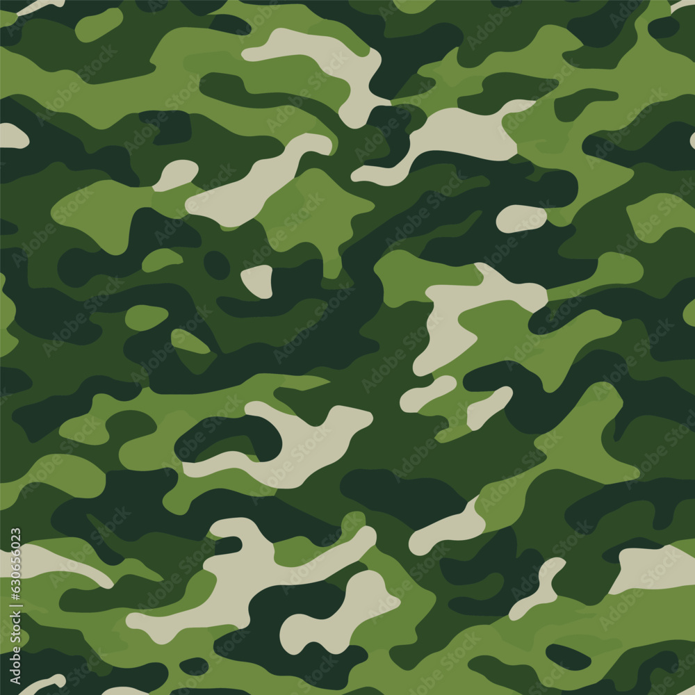 Camouflage seamless pattern. Trendy style camo, repeat print. Vector illustration. Khaki texture, perfect for military army design Camouflage seamless pattern. Trendy style camo, repeat print. Vector illustration. Khaki texture, perfect for military army design