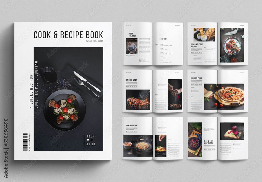 Cookbook & Recipe Book Layout Stock Template 