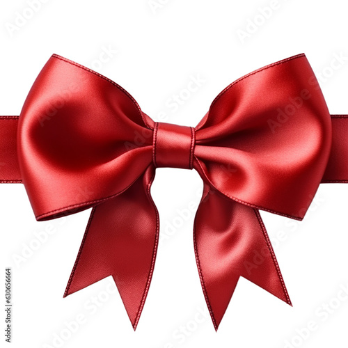 Red Ribbon Bow Isolated Transparent Background, red satin ribbon, Generative ai
