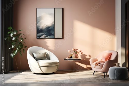 Modern living room interior with stylish comfortable sofa Generative AI