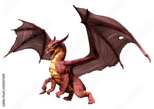 3D Rendering Fairy Tale Dragon on White