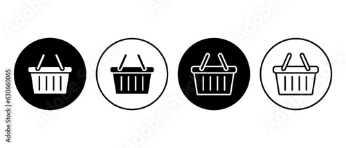 Shopping basket vector icon set. Online purchase, retail symbol in circle