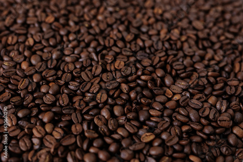 Overhead view of backdrop representing halves of dark brown coffee beans © Di Studio