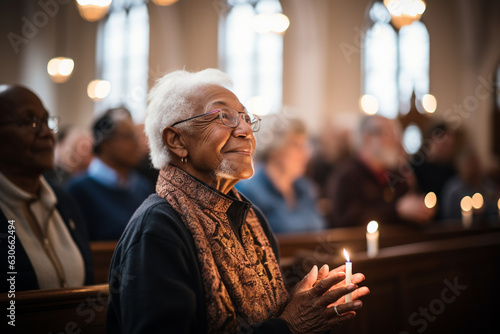 parishioners engaged in worship, reflecting the sense of unity and devotion within the church community Generative AI photo