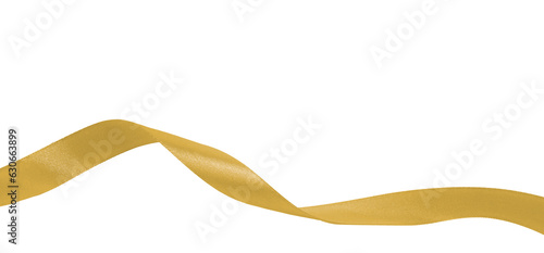 bright gold ribbon on transparent background, PNG image.	
