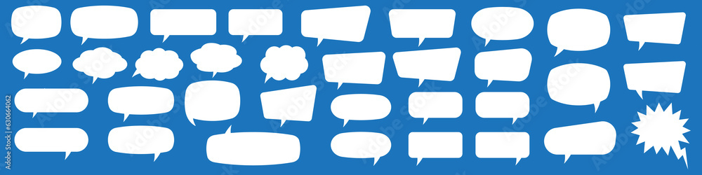 Set of speech bubbles. Blank empty speak bubble for text, cartoon chatting box, message box. Cartoon balloon word design. Set of speech bubbles. Blank empty speak bubble for text, cartoon chatting box, message box. Cartoon balloon word design.