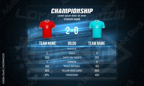 Match summary team A vs team B. Vector template for your design.