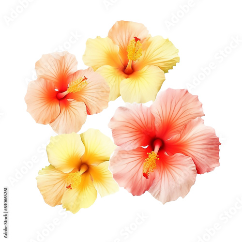  tender pink hibiscus flowers bouquet isolated on transparent background  generative ai