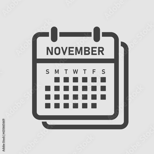 Vector template icon page calendar, month November